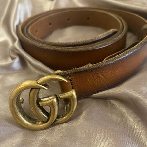 Leather belt with Double G buckle - 90cm